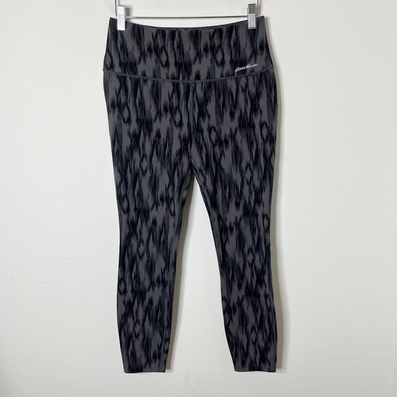 Eddie Bauer Women's Athletic Leggings S Gray & Black Ikat Print Cropped Mid Rise - Picture 3 of 11